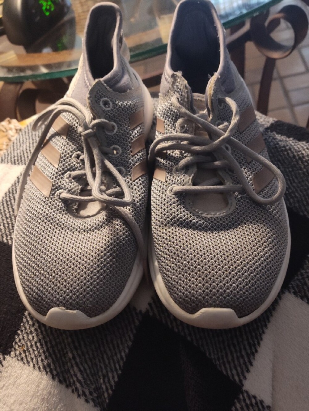 adidas Women's Light Gray Mesh Athletic Sneakers - Picture 2 of 3